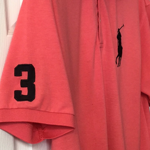 Polo Ralph Lauren Men’s Salmon colored Polo Shirt with large Black Pony Logo XL - Picture 4 of 8